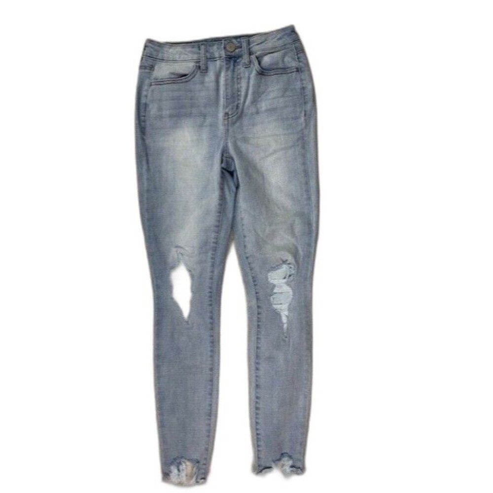 SO Size 3 Womens Jean Ultimate Curvy Jegging Hi Rise Light Wash Stretch Distress